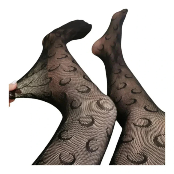 Black Plus Size Thigh high Half Moon Stocking - Picture 2 of 2